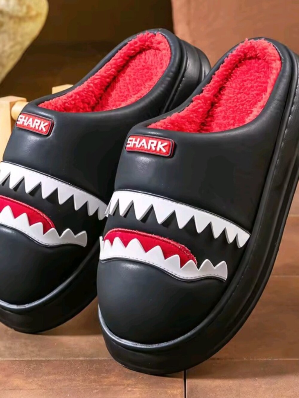 Men's Memory Foam Soft Shark Cute Design Comfortable Non Slip House Shoes